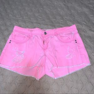 LEI pink dressed jean shorts